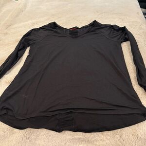 Spanx long sleeve black shirt with lace arm, details size large